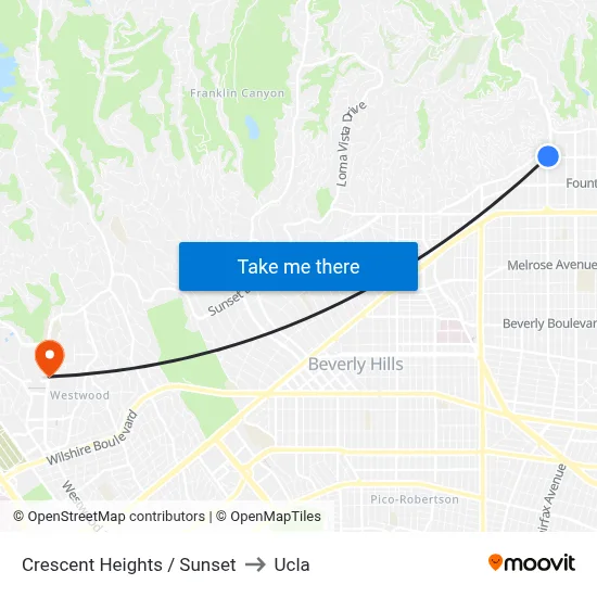 Crescent Heights / Sunset to Ucla map