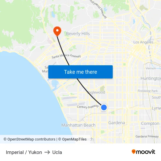Imperial / Yukon to Ucla map