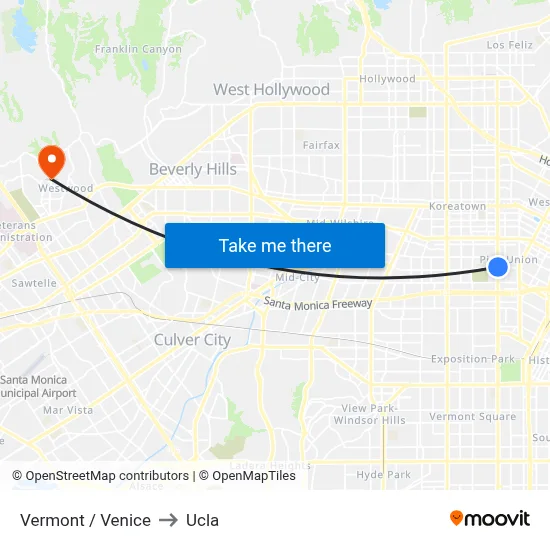 Vermont / Venice to Ucla map