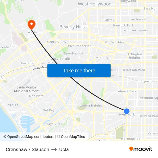 Crenshaw / Slauson to Ucla map