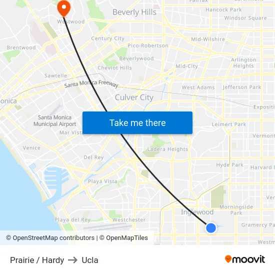Prairie / Hardy to Ucla map