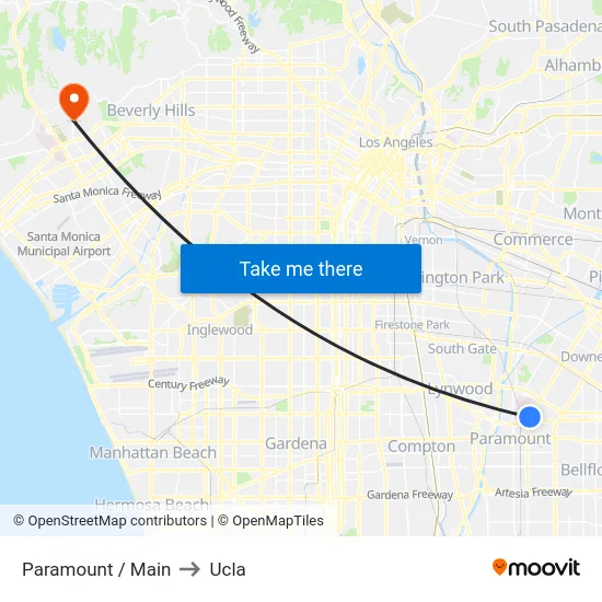 Paramount / Main to Ucla map