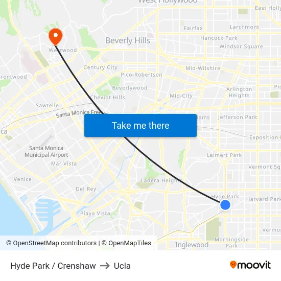 Hyde Park / Crenshaw to Ucla map
