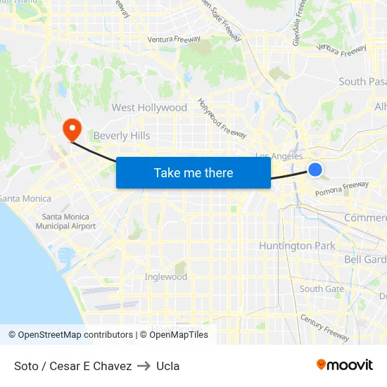 Soto / Cesar E Chavez to Ucla map