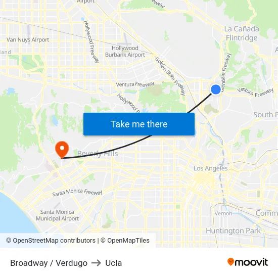 Broadway / Verdugo to Ucla map