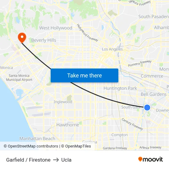 Garfield / Firestone to Ucla map