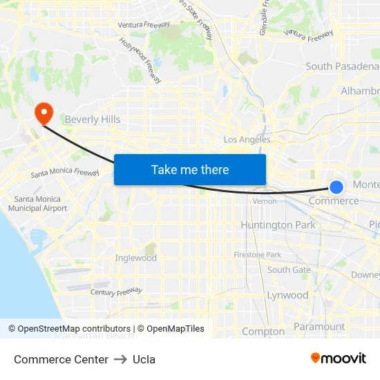 Commerce Center to Ucla map