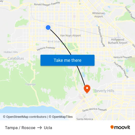 Tampa / Roscoe to Ucla map