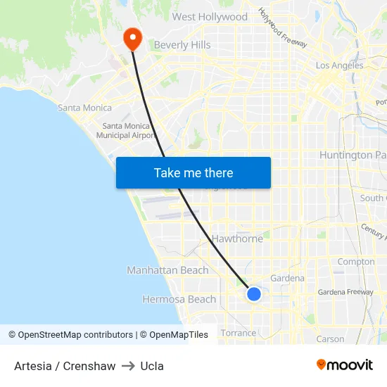 Artesia / Crenshaw to Ucla map