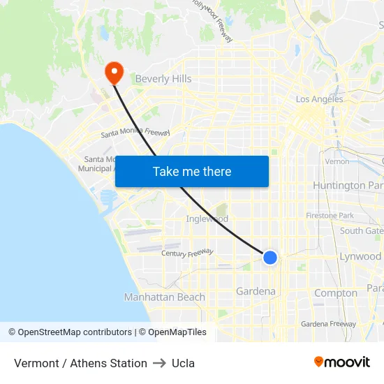 Vermont / Athens Station to Ucla map