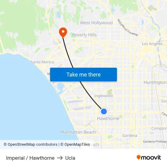 Imperial / Hawthorne to Ucla map