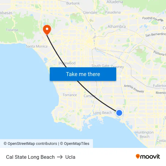 Cal State Long Beach to Ucla map