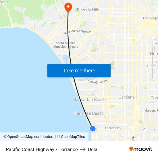 Pacific Coast Highway / Torrance to Ucla map