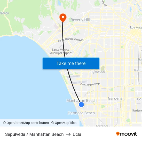 Sepulveda / Manhattan Beach to Ucla map