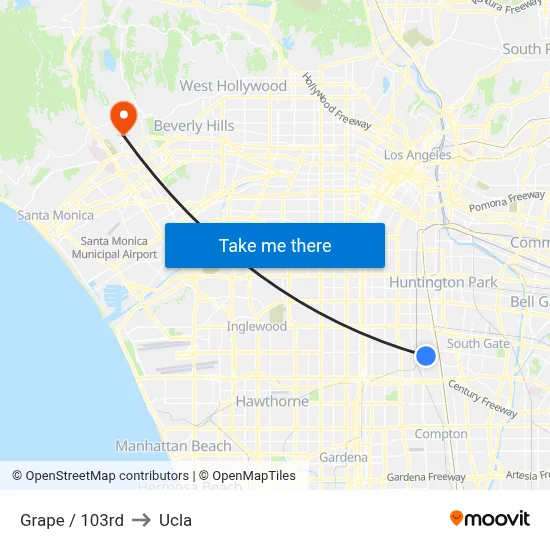 Grape / 103rd to Ucla map