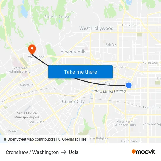 Crenshaw / Washington to Ucla map