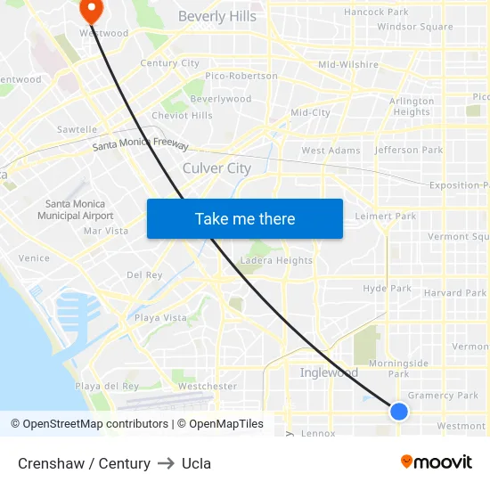 Crenshaw / Century to Ucla map
