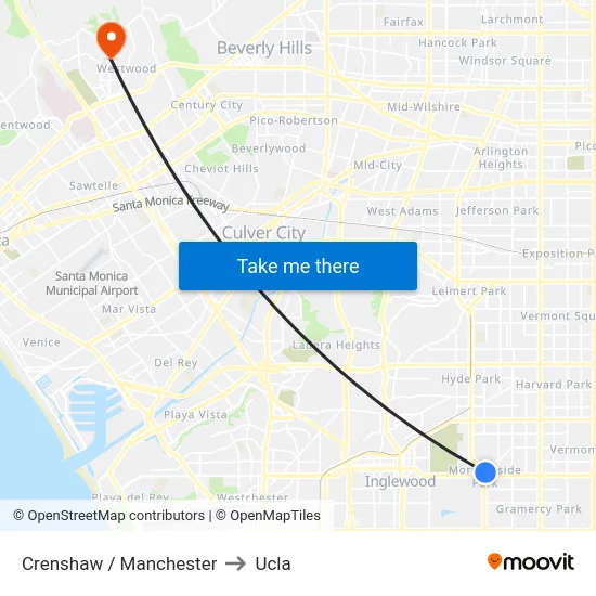 Crenshaw / Manchester to Ucla map