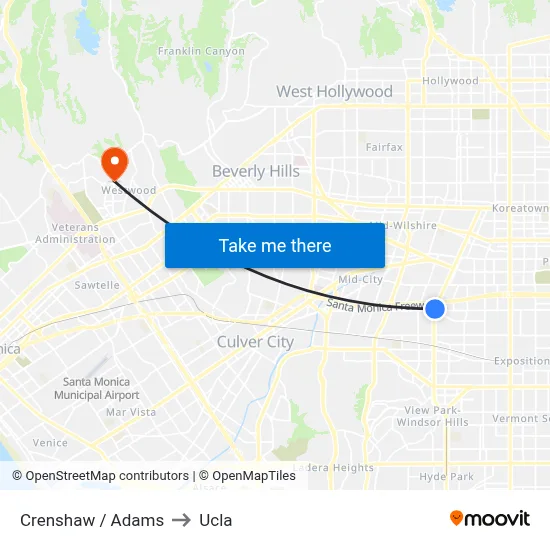 Crenshaw / Adams to Ucla map