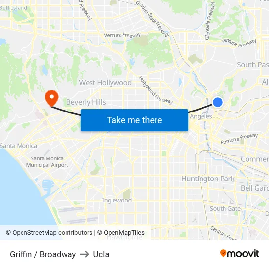 Griffin / Broadway to Ucla map