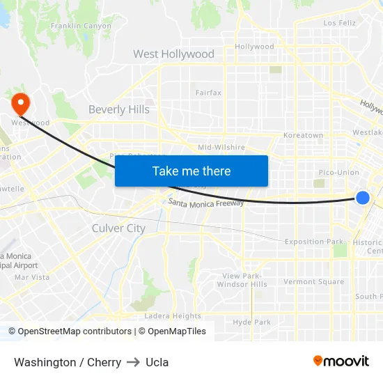 Washington / Cherry to Ucla map