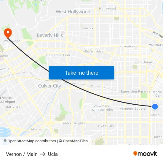 Vernon / Main to Ucla map
