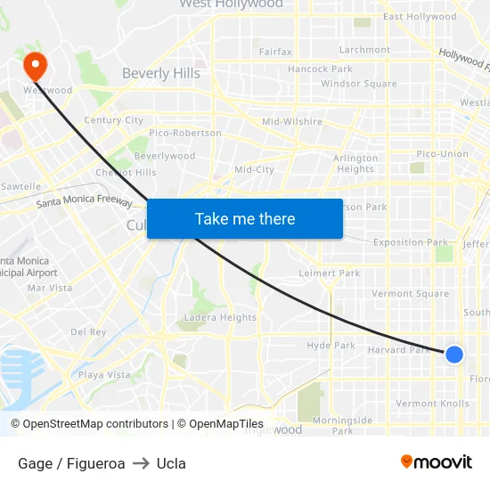 Gage / Figueroa to Ucla map