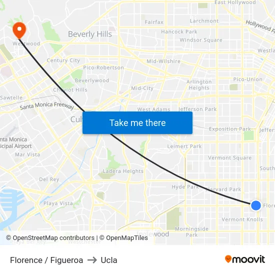Florence / Figueroa to Ucla map