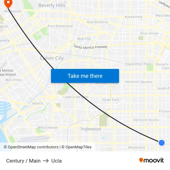 Century / Main to Ucla map