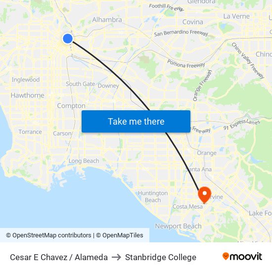 Cesar E Chavez / Alameda to Stanbridge College map