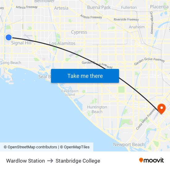 Wardlow Station to Stanbridge College map