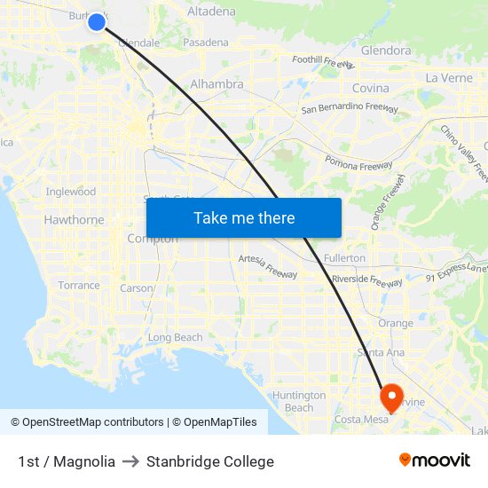 1st / Magnolia to Stanbridge College map