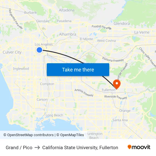 Grand / Pico to California State University, Fullerton map