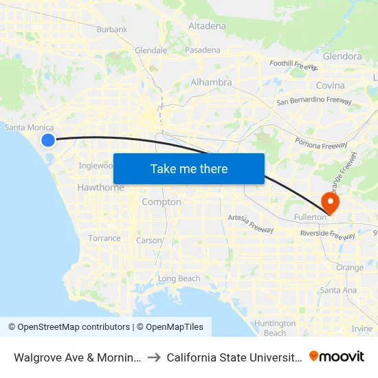 Walgrove Ave & Morningside Way to California State University, Fullerton map