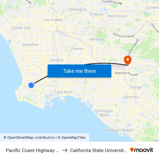 Pacific Coast Highway / Madison to California State University, Fullerton map