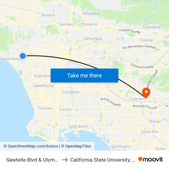 Sawtelle Blvd & Olympic Blvd to California State University, Fullerton map