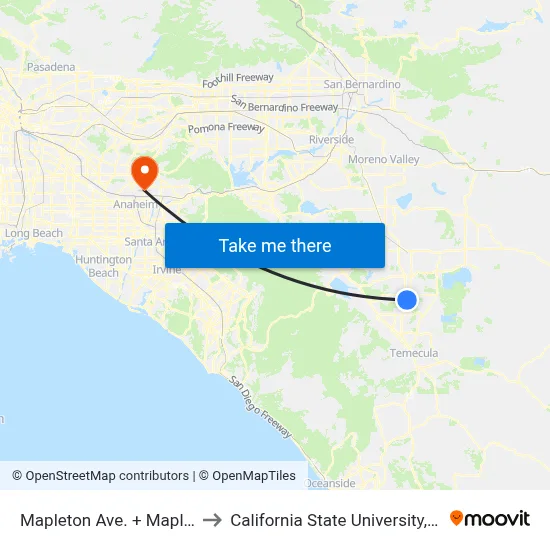 Mapleton Ave. + Mapleton St. to California State University, Fullerton map