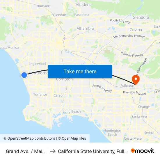 Grand Ave. / Main St. to California State University, Fullerton map
