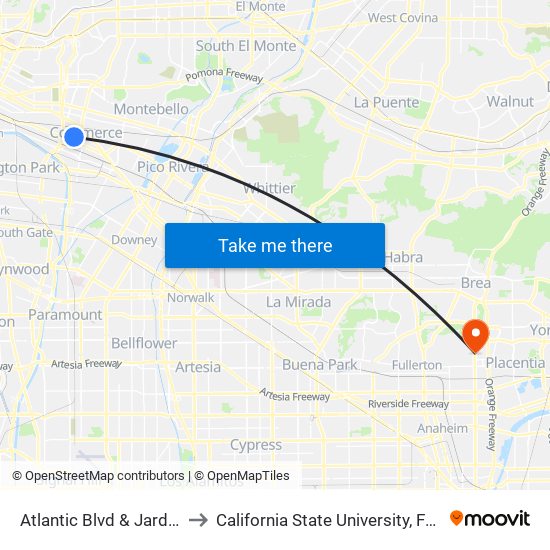 Atlantic Blvd & Jardine St to California State University, Fullerton map