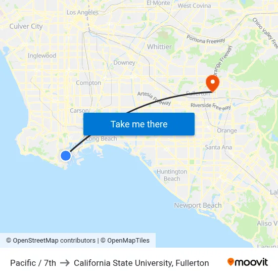 Pacific / 7th to California State University, Fullerton map