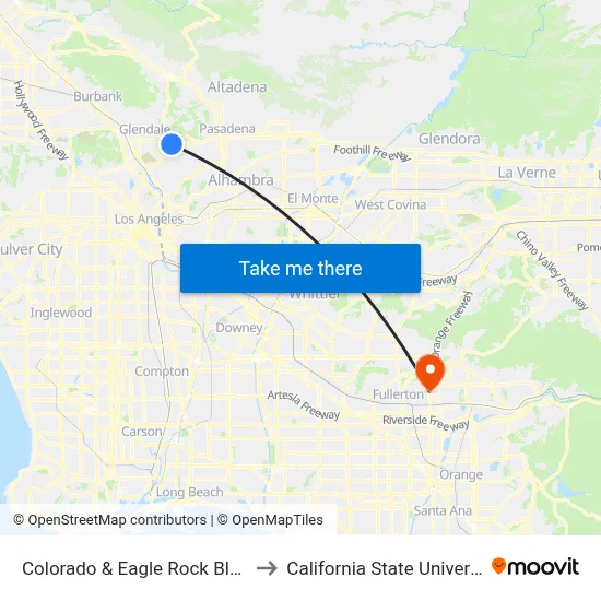 Colorado & Eagle Rock Blvd. (Eastbound) to California State University, Fullerton map