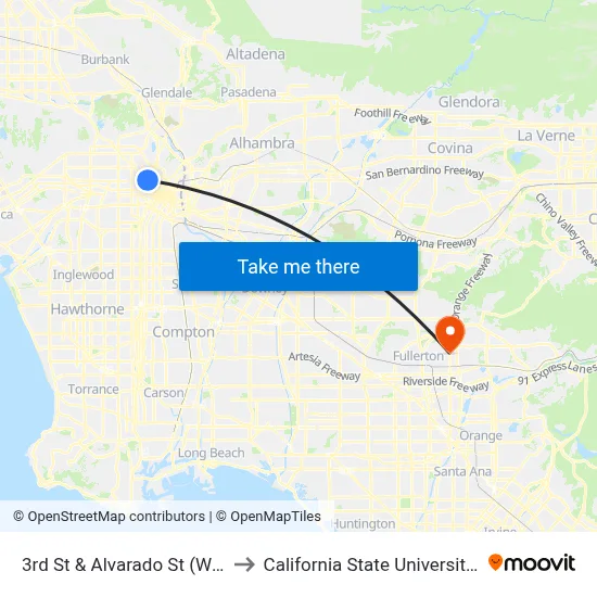 3rd St & Alvarado St (Westbound) to California State University, Fullerton map