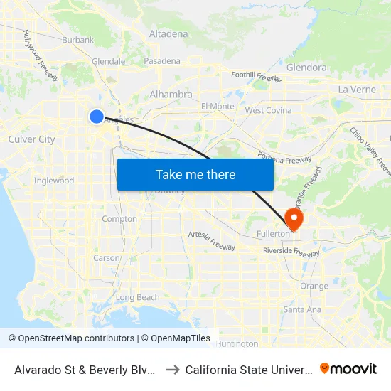 Alvarado St & Beverly Blvd (Northbound) to California State University, Fullerton map