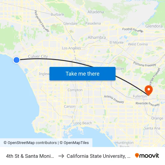 4th St & Santa Monica Blvd to California State University, Fullerton map