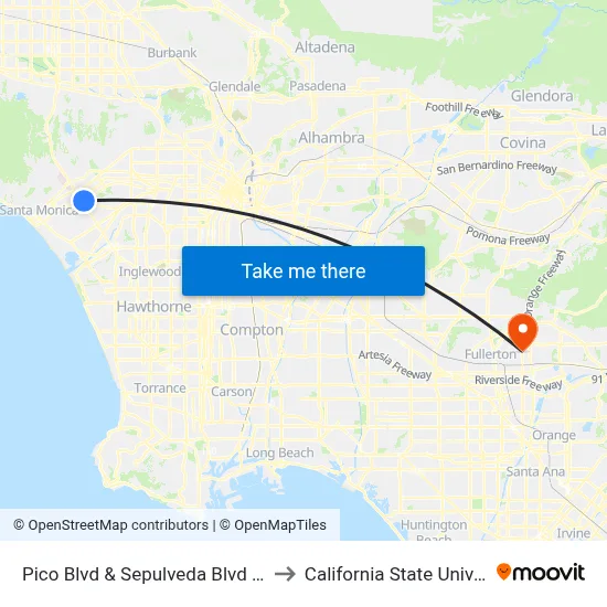 Pico Blvd & Sepulveda Blvd (Sepulveda Station) to California State University, Fullerton map