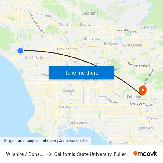 Wilshire / Bonsall to California State University, Fullerton map