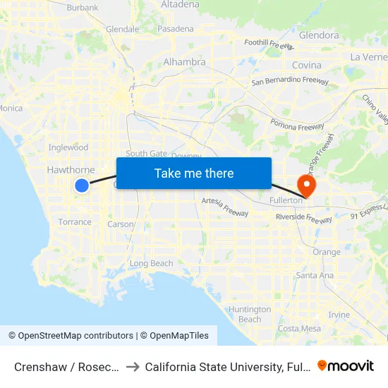Crenshaw / Rosecrans to California State University, Fullerton map