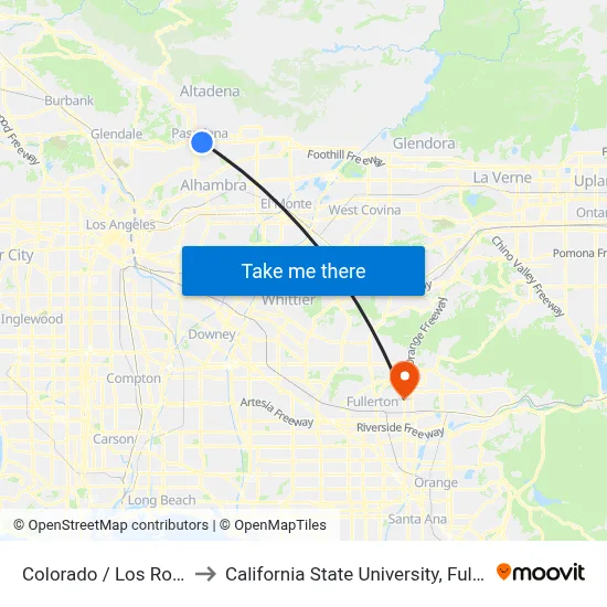Colorado / Los Robles to California State University, Fullerton map