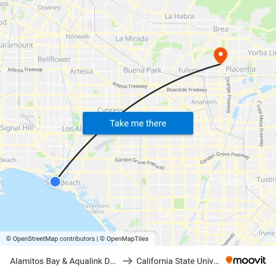 Alamitos Bay & Aqualink Dock Drop - Off Only to California State University, Fullerton map
