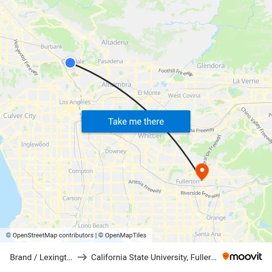 Brand / Lexington to California State University, Fullerton map